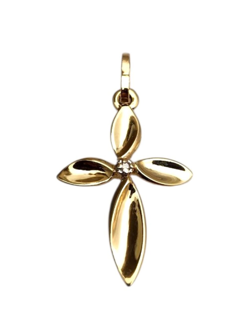 14K Yellow Gold Diamond Cross Pendant #25268